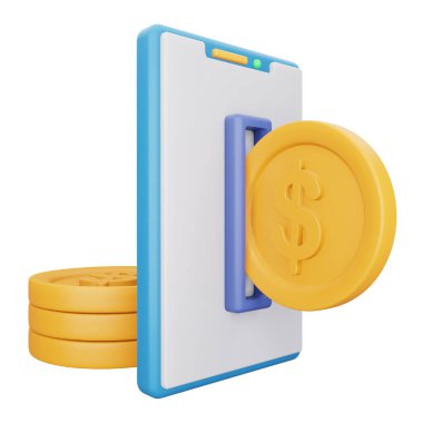 Çevrimiçi mobil ödeme 3d eşölçümleme simgesi.