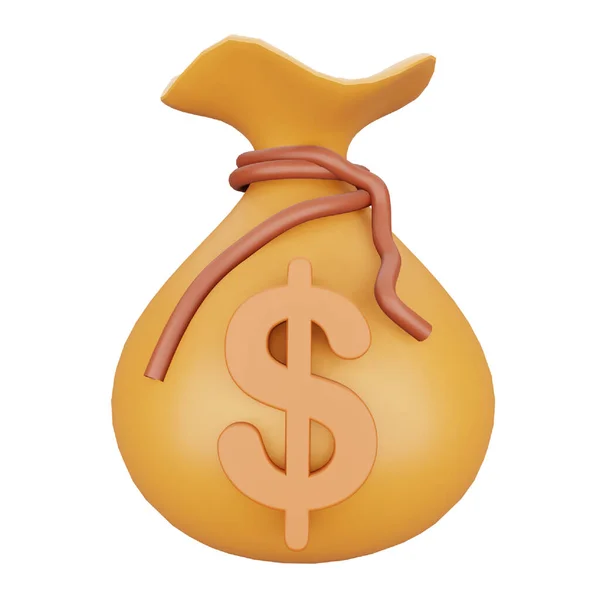 Money Bag Rendering Isometric Icon — Stockový vektor