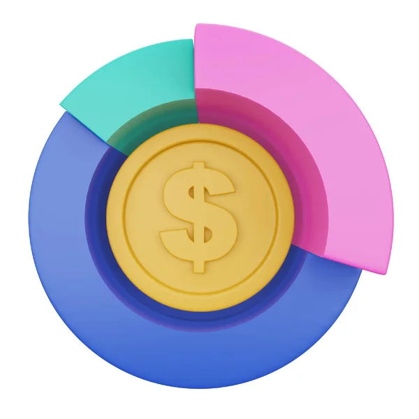 Money Chart Rendering Isometric Icon — Stockvector