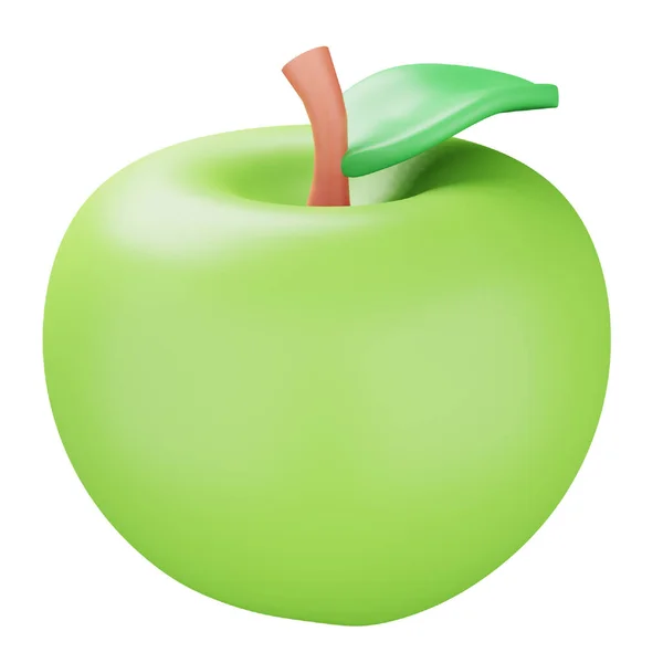 Green Apple Rendering Isometric Icon - Stok Vektor