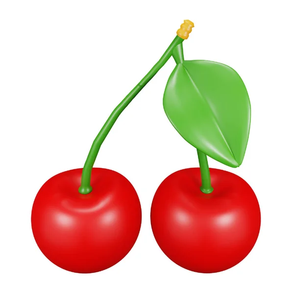 Cherry Rendering Isometric Icon — Stok Vektör