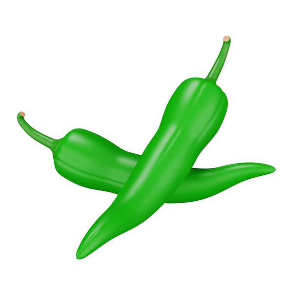 Chili Green Rendering Isometric Icon — Vetor de Stock