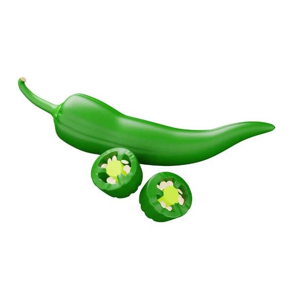 Chili Green Rendering Isometric Icon — 스톡 벡터