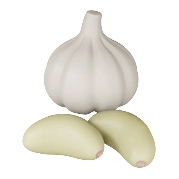 Garlic Rendering Isometric Icon — Vetor de Stock