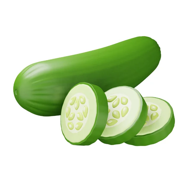 Cucumber Rendering Isometric Icon — стоковый вектор