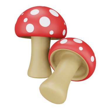 Mushroom 3d rendering isometric icon.
