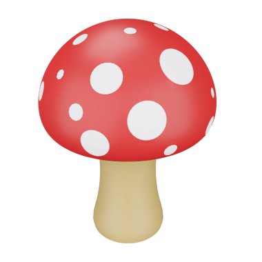 Mushroom 3d rendering isometric icon.
