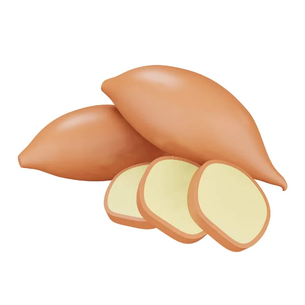 Sweet Potato Rendering Isometric Icon — Διανυσματικό Αρχείο