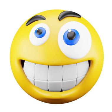 Grinning emoji face 3d rendering isometric icon.