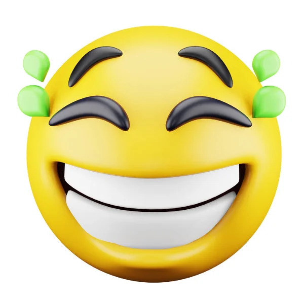 Laughing Emoji Face Rendering Isometric Icon — Stock Vector