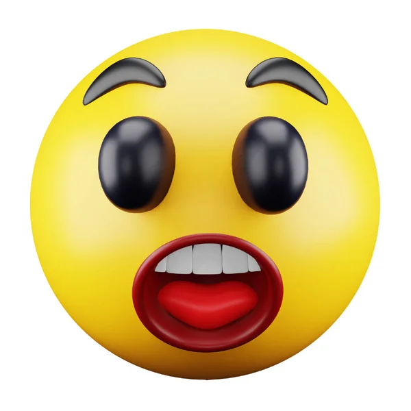 Astonished Emoji Face Rendering Isometric Icon — ストックベクタ