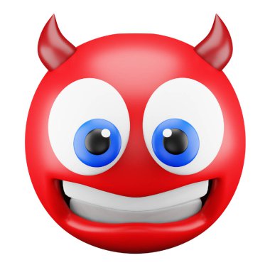 Devil emoji face 3d rendering isometric icon.