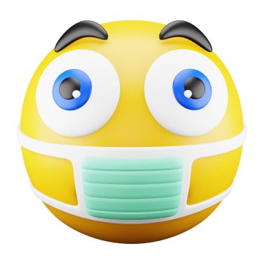 Facemask emoji face 3d rendering isometric icon.