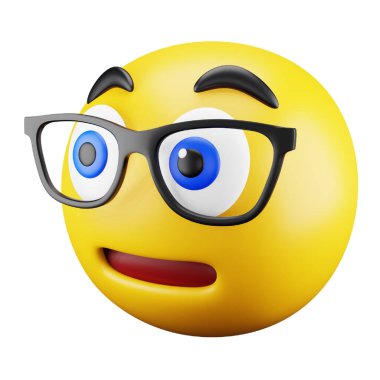 Nerd emoji face 3d rendering isometric icon.