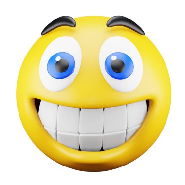 Smiling emoji face 3d rendering isometric icon.