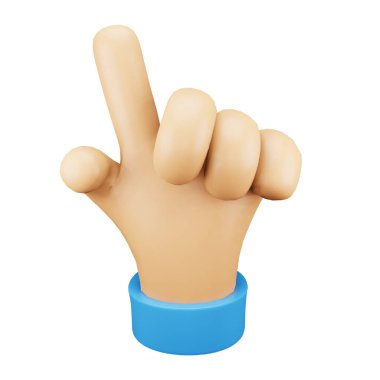 Pointing hand gesture emoji 3d rendering isometric icon.