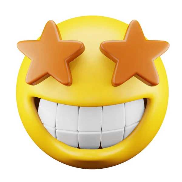 Star Struck Emoji Face Rendering Isometric Icon — ストックベクタ