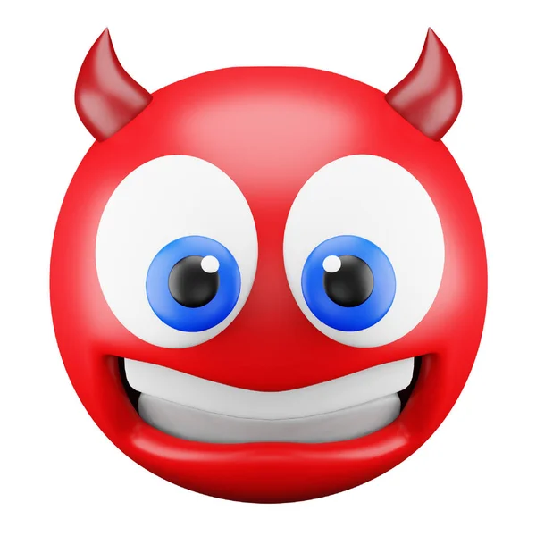Devil Emoji Face Rendering Isometric Icon — стоковый вектор
