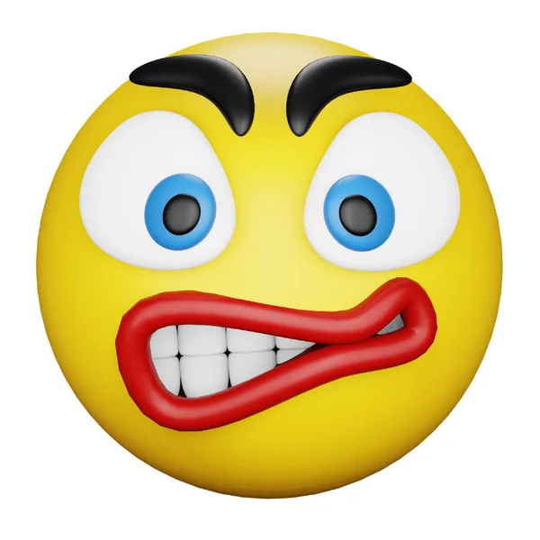 Angry Emoji Face Rendering Isometric Icon — Stock Vector