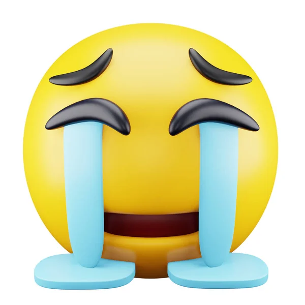 Cry Emoji Face Rendering Isometric Icon — Διανυσματικό Αρχείο