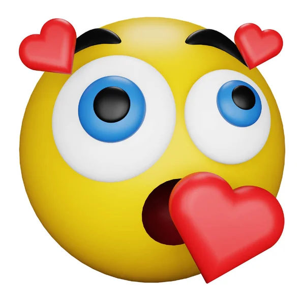 Romantic Love Emoji Face Rendering Isometric Icon — Stok Vektör