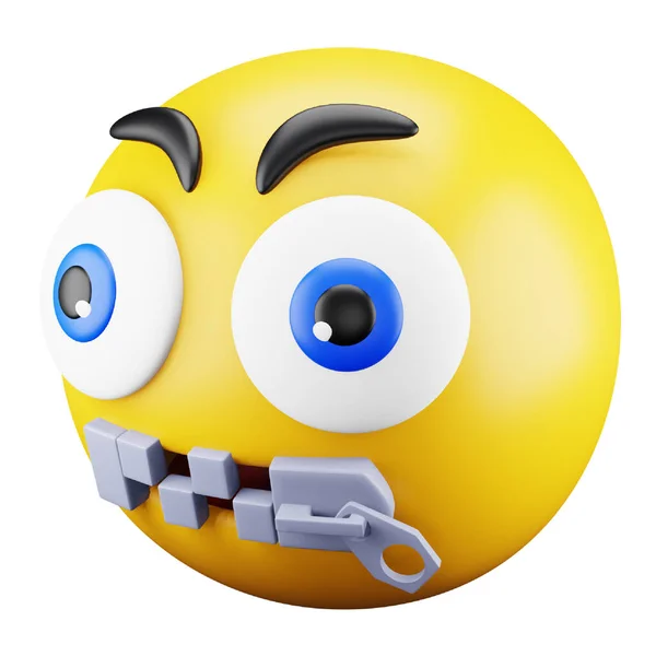 Zip Emoji Face Rendering Isometric Icon — ストックベクタ