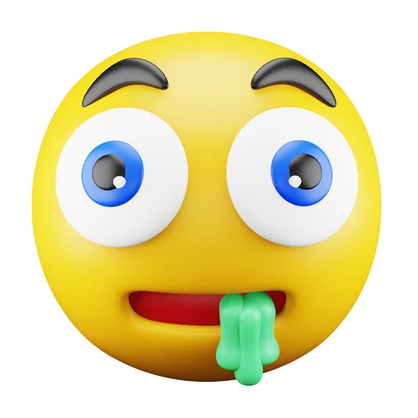 Drooling Emoji Face Rendering Isometric Icon — ストックベクタ