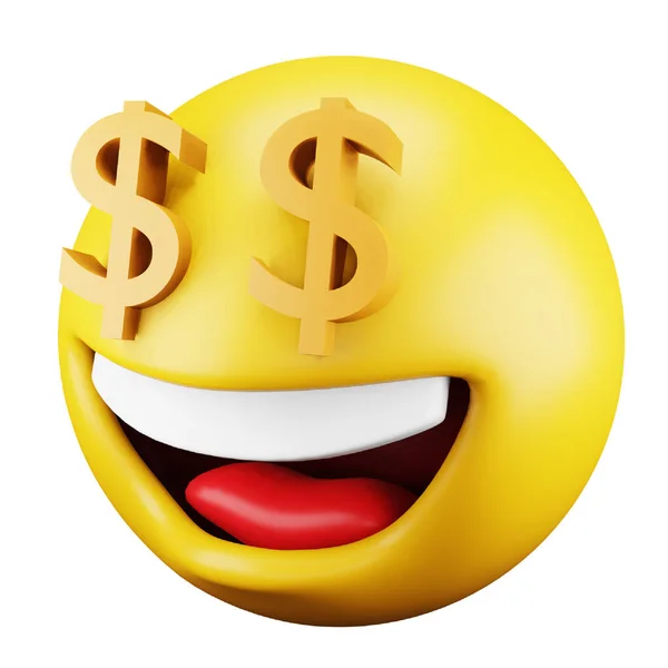 Dollar Emoji Face Rendering Isometric Icon — Image vectorielle