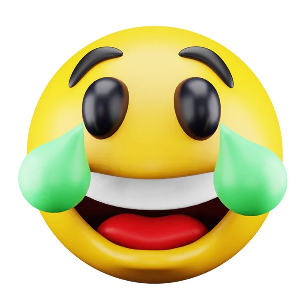 Laughing Emoji Face Rendering Isometric Icon — 스톡 벡터