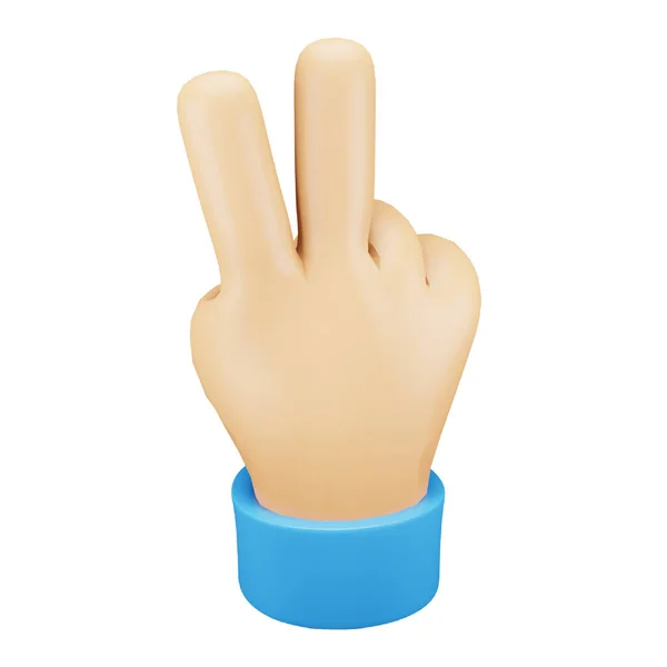 Victory Hand Gesture Emoji Rendering Isometric Icon — Stock Vector