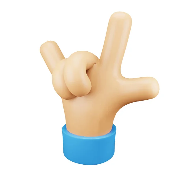 Rock Hand Gesture Emoji Rendering Isometric Icon — Stok Vektör