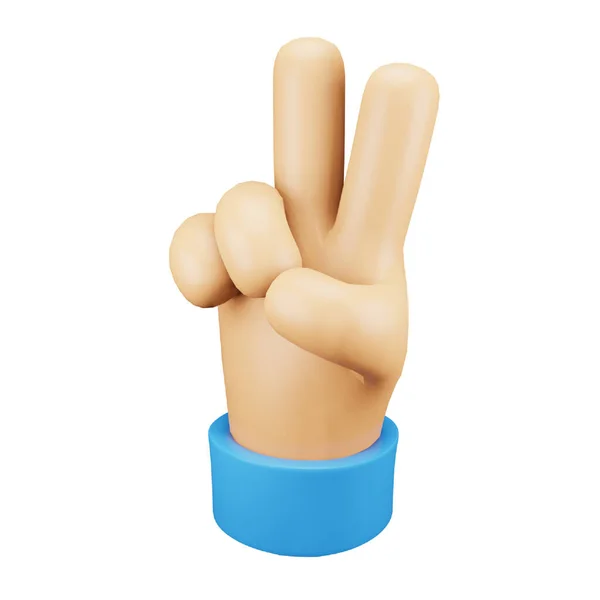 Victory Hand Gesture Emoji Rendering Isometric Icon - Stok Vektor