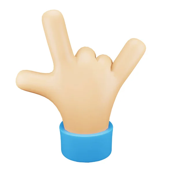 Rock Hand Gesture Emoji Rendering Isometric Icon — Stock Vector