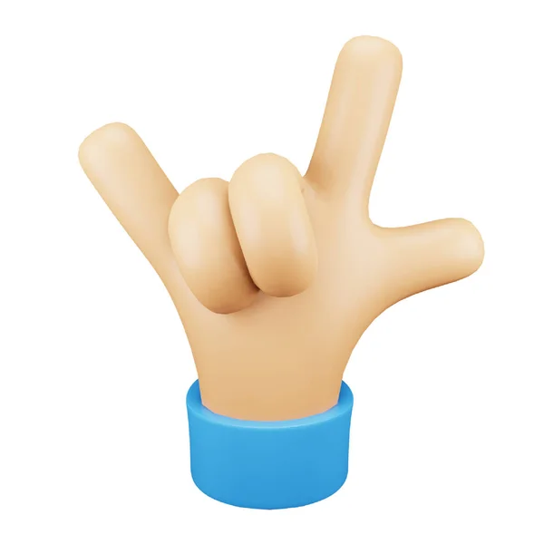 Rock Hand Gesture Emoji Rendering Isometric Icon — Stock Vector