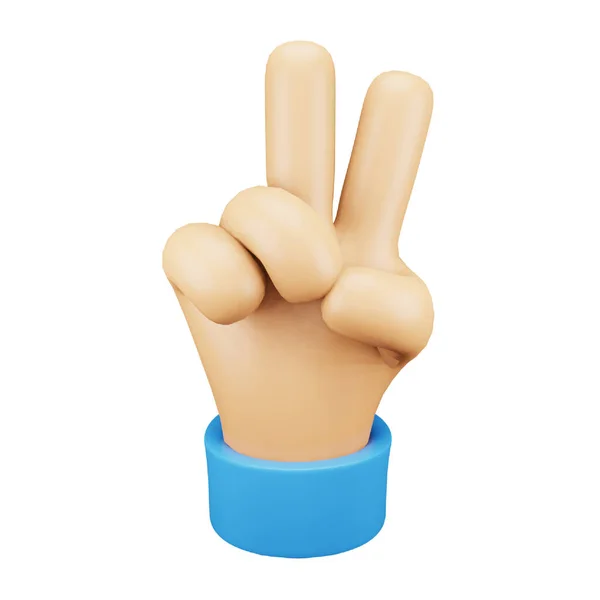 Victory Hand Gesture Emoji Rendering Isometric Icon — Stok Vektör