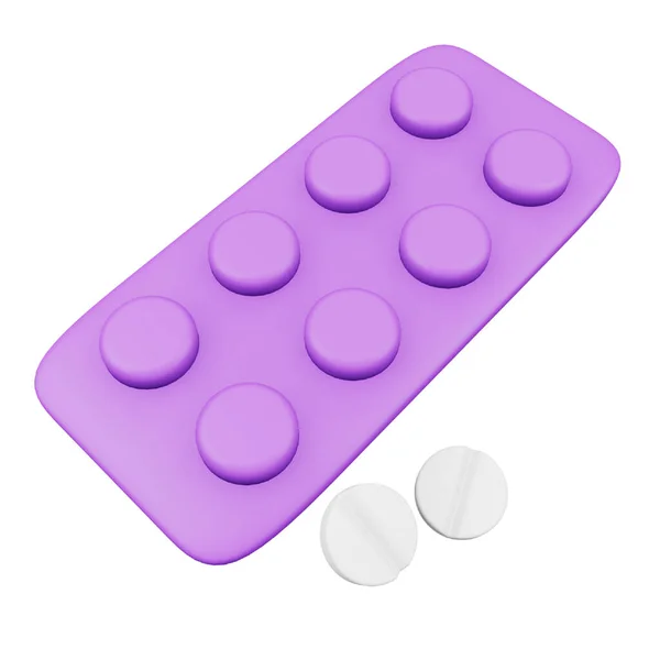 Pills Blister Rendering Isometric Icon — Stock Vector