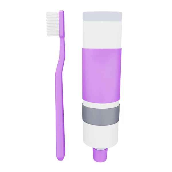 Toothpaste Brush Rendering Isometric Icon — Stockový vektor