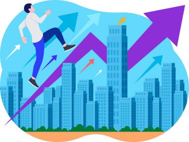 Successful businessman growth illustration.