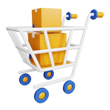 Sales cart 3D rendering isometric icon.