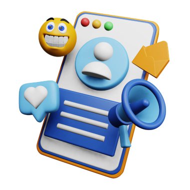 Social marketing 3D rendering isometric icon.