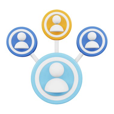 Team network 3D rendering isometric icon.