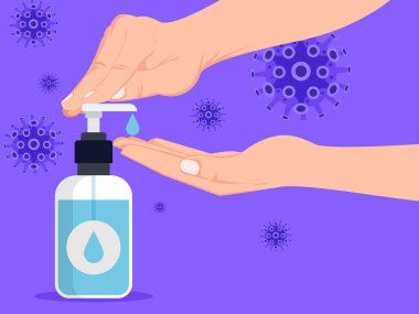 Covid-19 hand sanitizer care illustration.