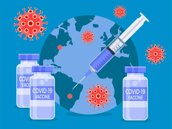Covid Corona Vakcina Injekció Illusztráció — Stock Vector