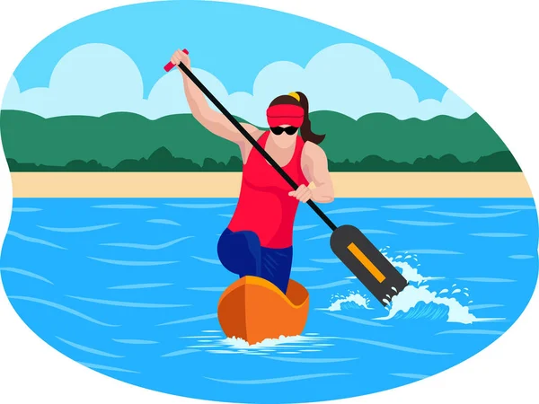 Female Boating Player Illustration — Vetor de Stock