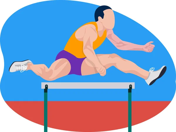 Male Running Hurdles Race Illustration — 图库矢量图片
