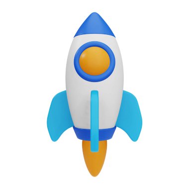 Rocket 3d rendering isometric icons.