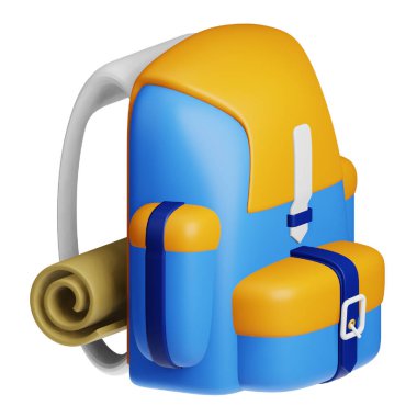 Backpack bag 3d rendering isometric icon.