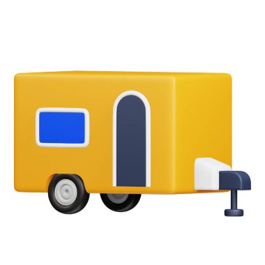 Caravan 3d rendering isometric icon.