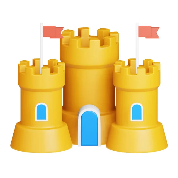 Castle Rendering Isometric Icon — Vector de stock
