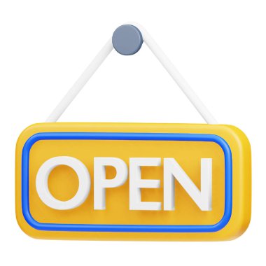 Open signboard 3d rendering isometric icon.